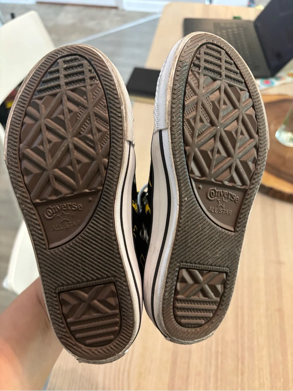 Converse Kids Black High Top Sneakers with Yellow Lightning Bolt Print